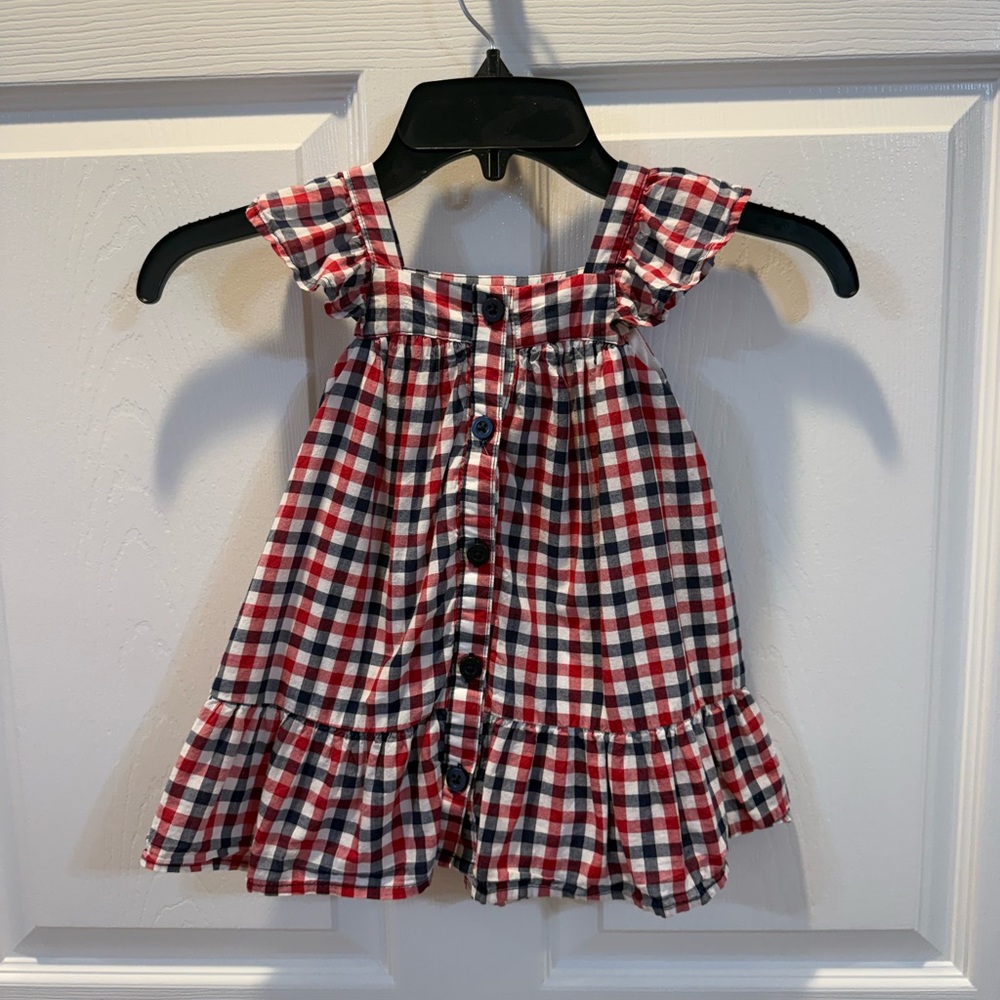 The Children's Place Red, Navy & White Plaid Button-Front Sundress